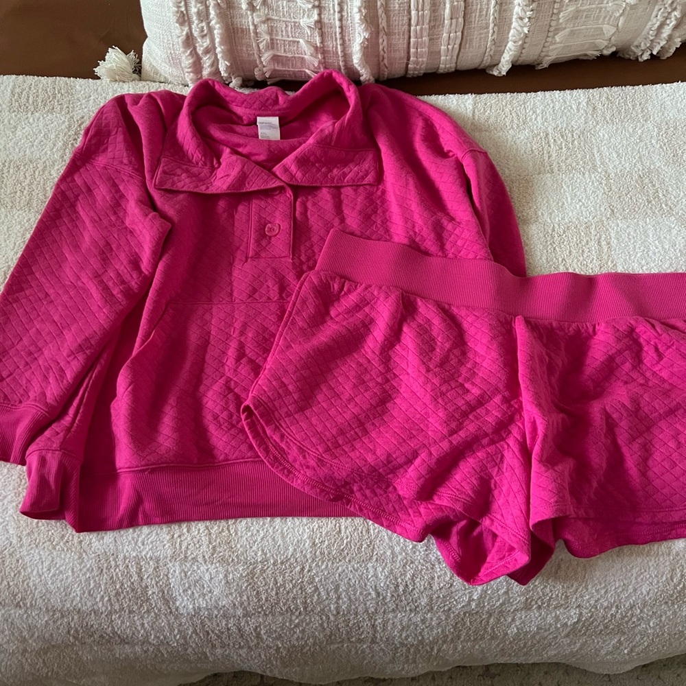 Stars Above Fuchsia Quilted Pajama Set